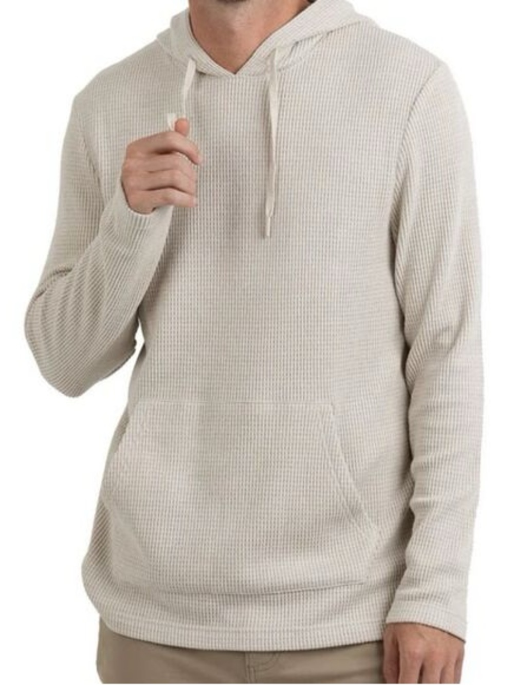 NWOT Rainforest Men's Waffle Knit Soft Textured Hoodie SO SOFT Cream Tan XL